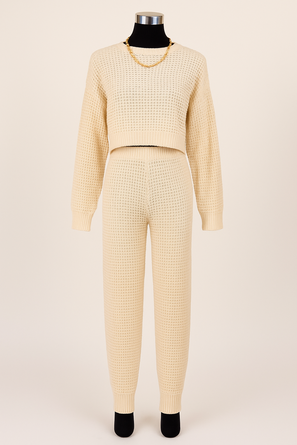 Cozy Luxe Cream Knit Two-Piece Set