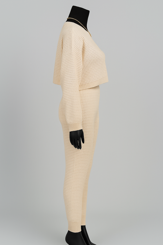 Cozy Luxe Cream Knit Two-Piece Set