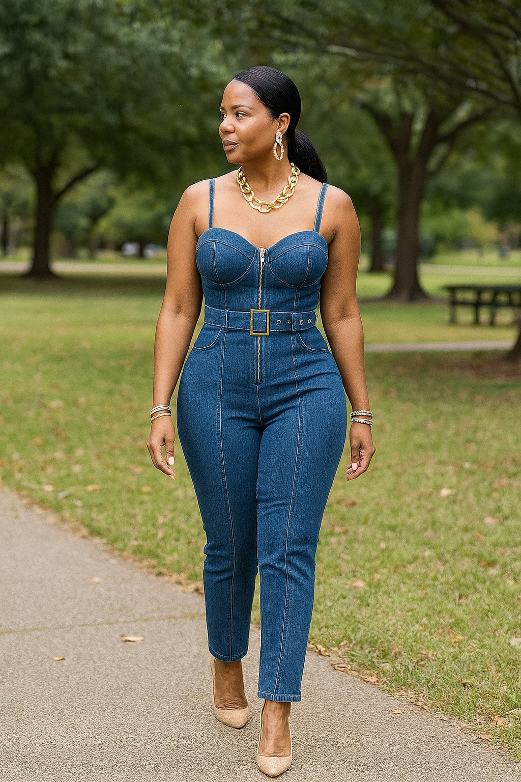 Turn Heads Denim Jumpsuit