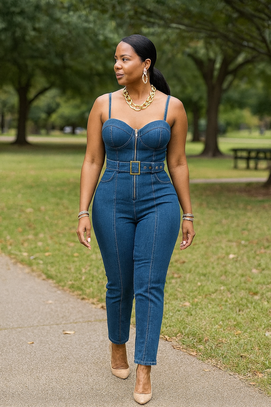 Turn Heads Denim Jumpsuit