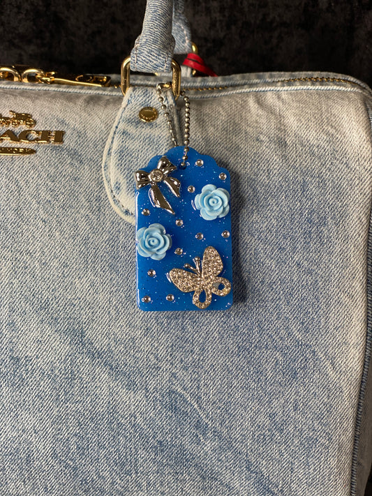 Blue Aura Butterfly Charm Tag