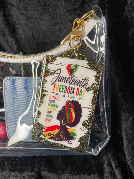 Handmade Juneteenth Freedom Day | Resin Bag Tag | Black Heritage Accessory